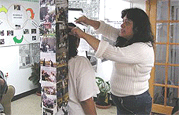 Parent Volunteers Learning to take students weight and height